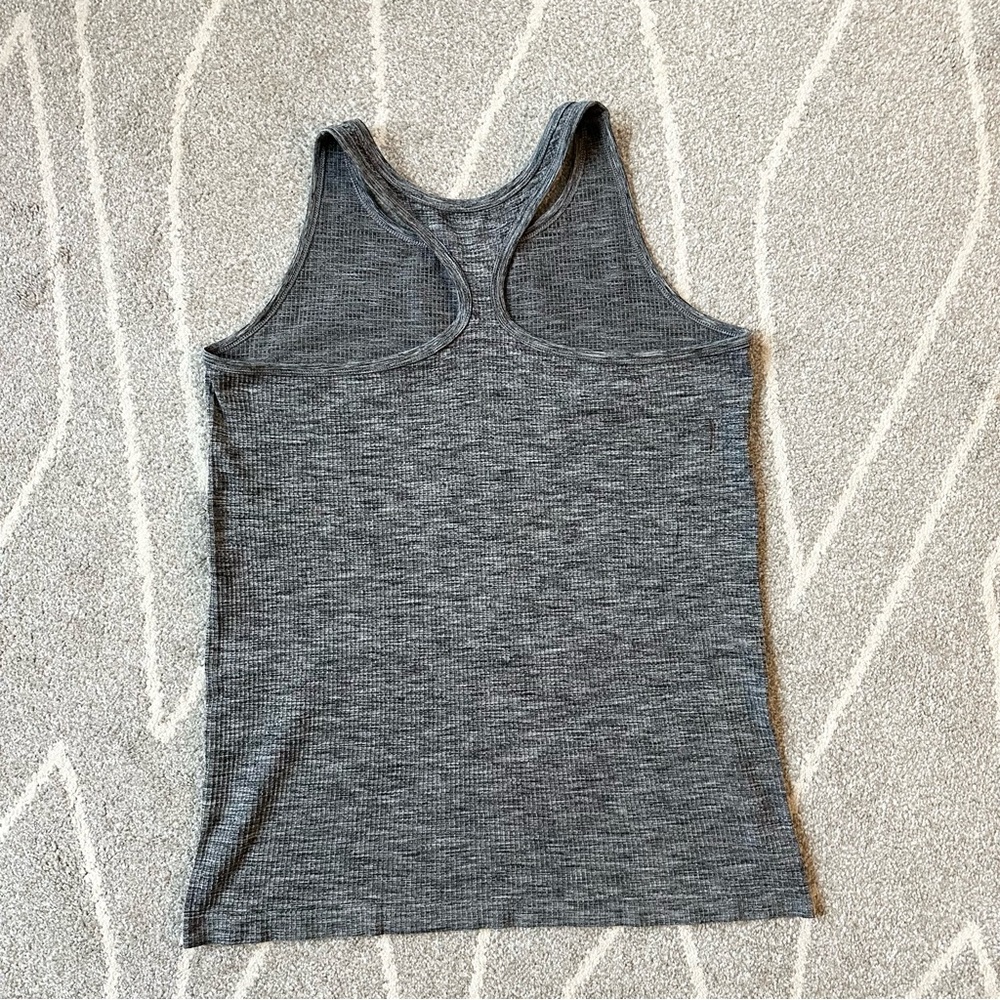 Athleta Gray Ribbed Racerback Tank Top - Picture 2 of 3